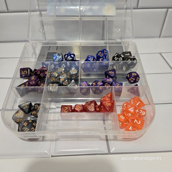 DnD Dice Set + Storage Box  Polyhedral Dice with Bonus Fantasy Art ~2 Field Bks - Picture 5 of 12
